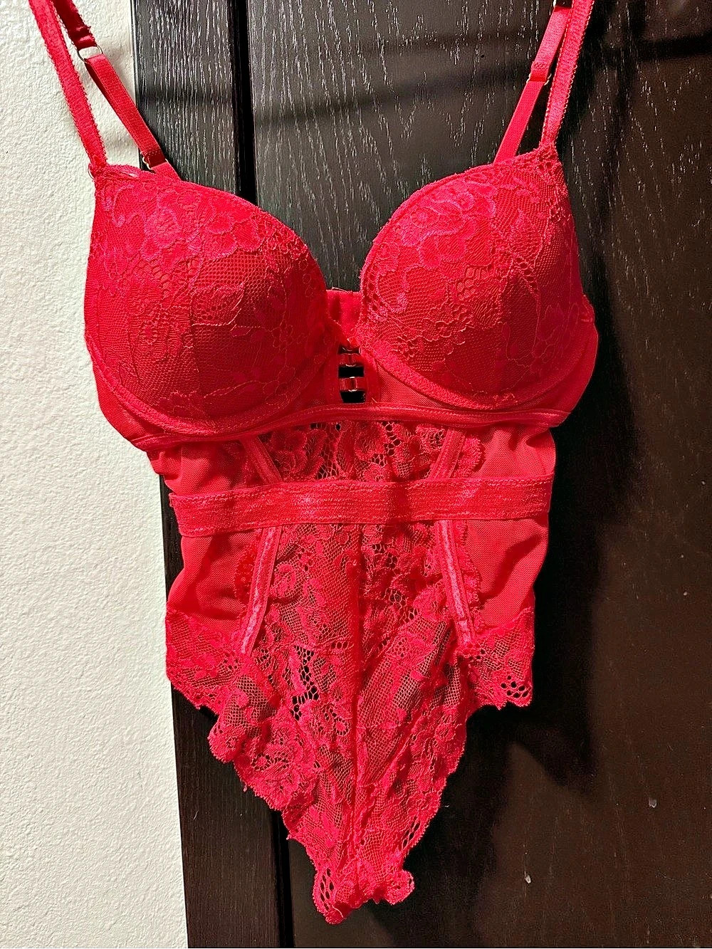 Rachel Roy Red Lace Bustier Bodysuit Like New